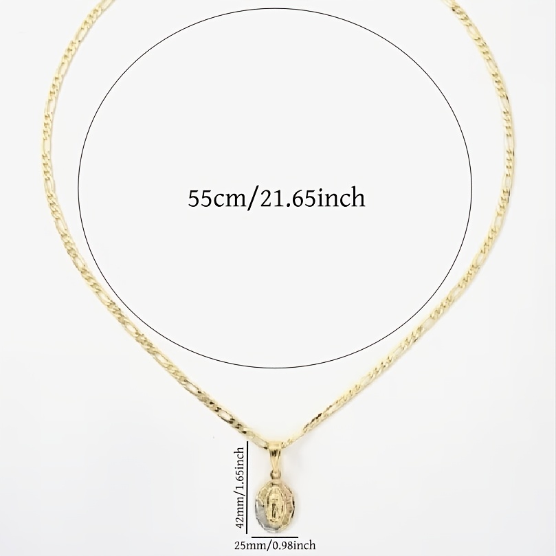 Vintage Figaro Chain Necklace with Madonna Pendant